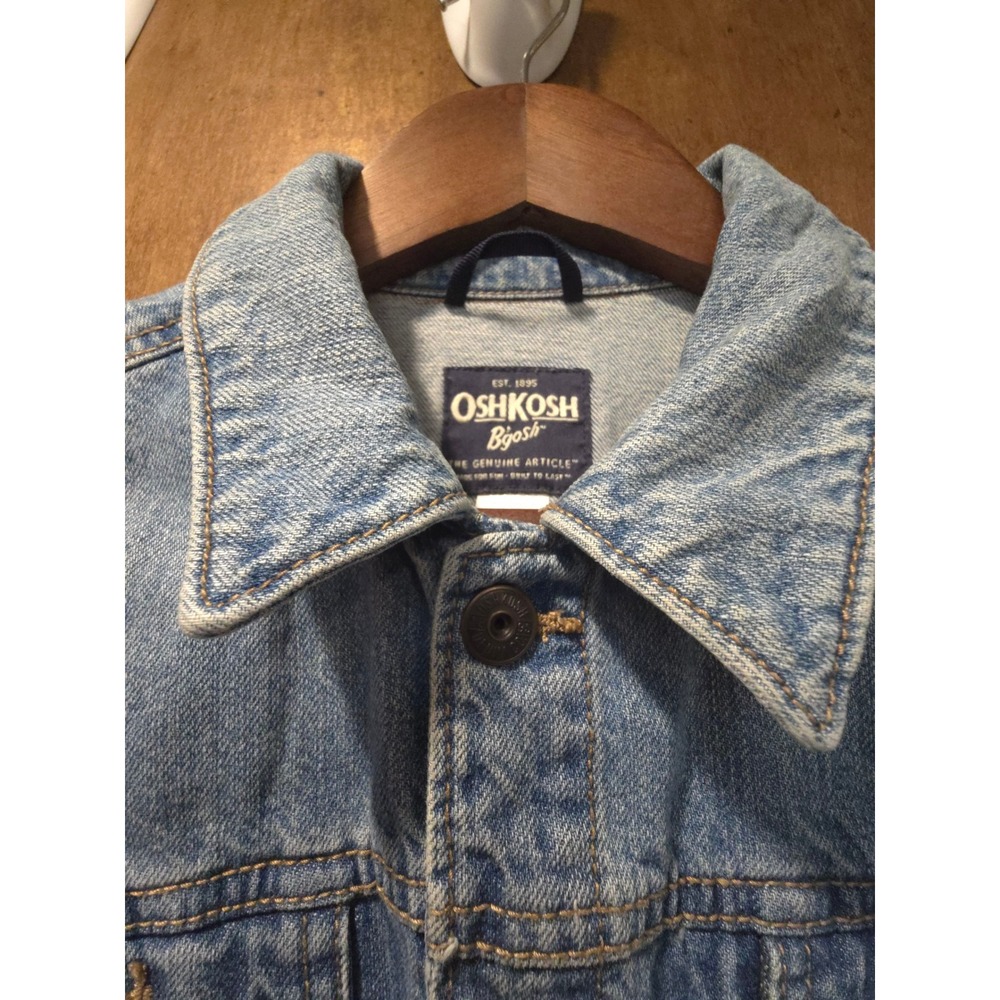 OshKosh Bgosh Kids Blue Denim 100% Cotton Jacket Light Wash Snap Front Size 14 - Picture 2 of 8